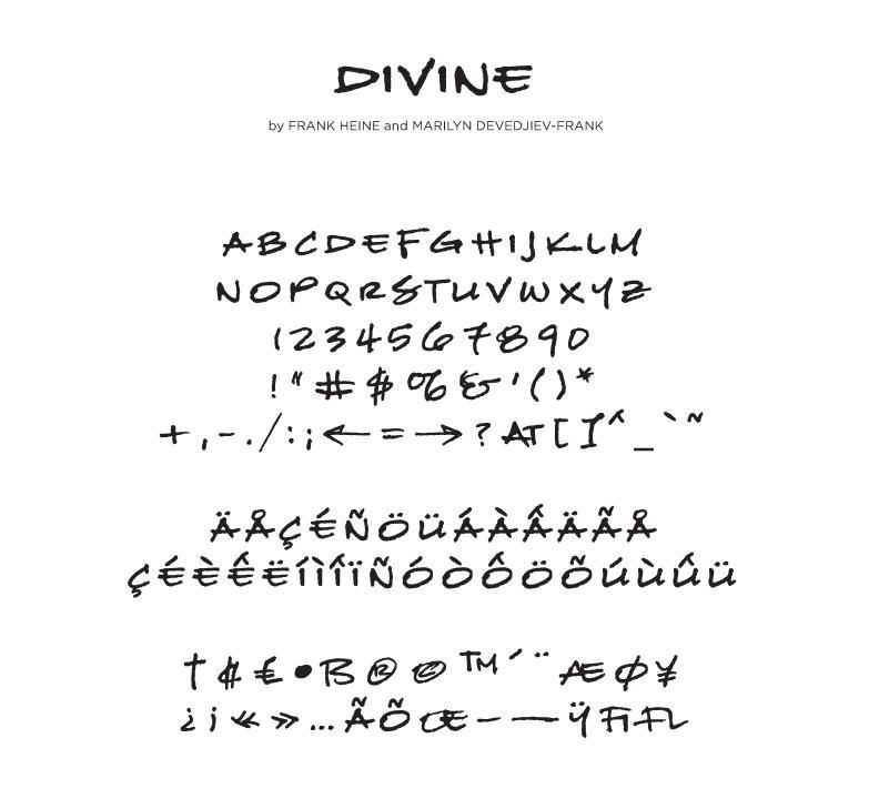 Divine typeface specimen by Frank Heine and Marilyn Devedjiev-Frank