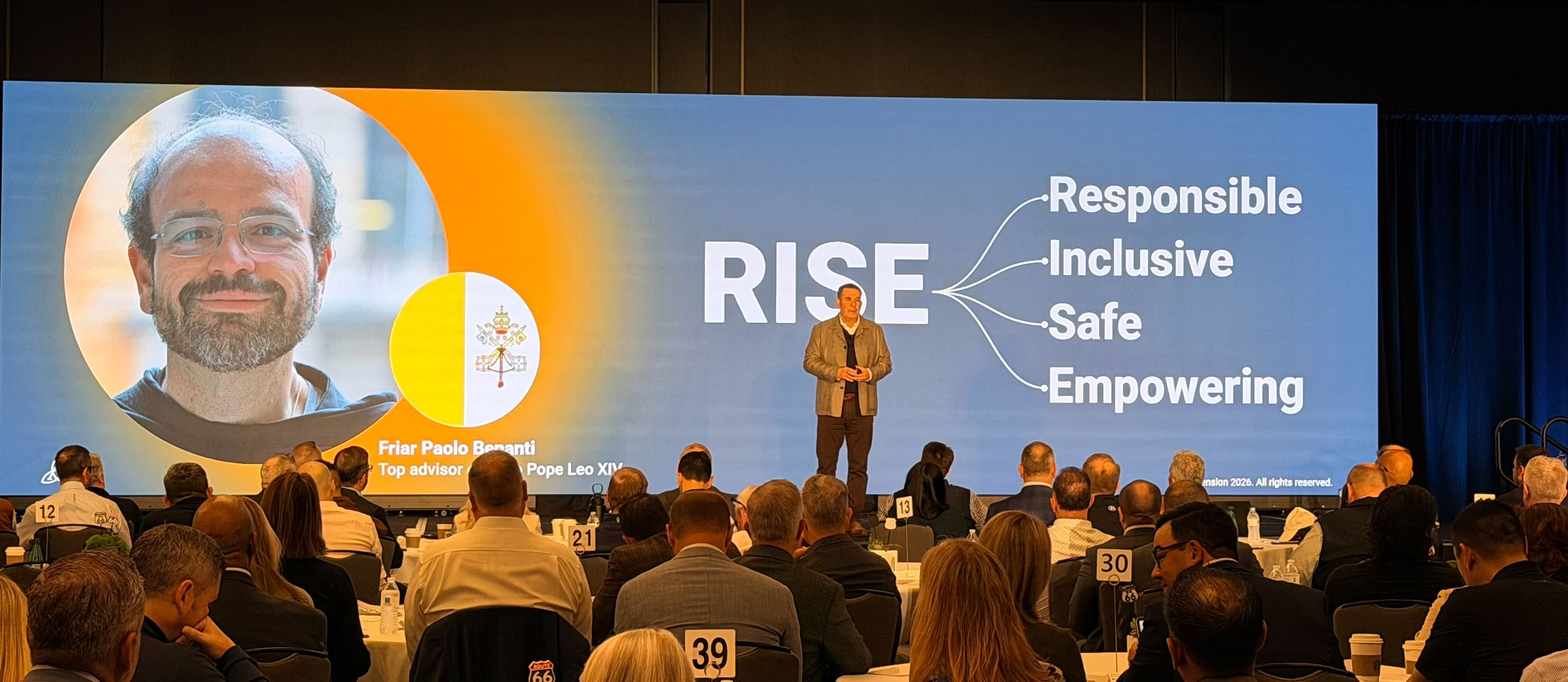 RISE presentation on stage at leadership conference