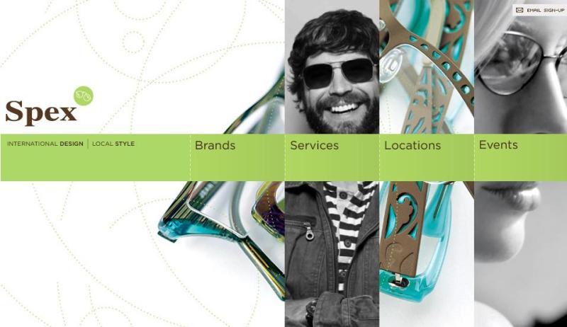 Spex eyewear retailer website homepage