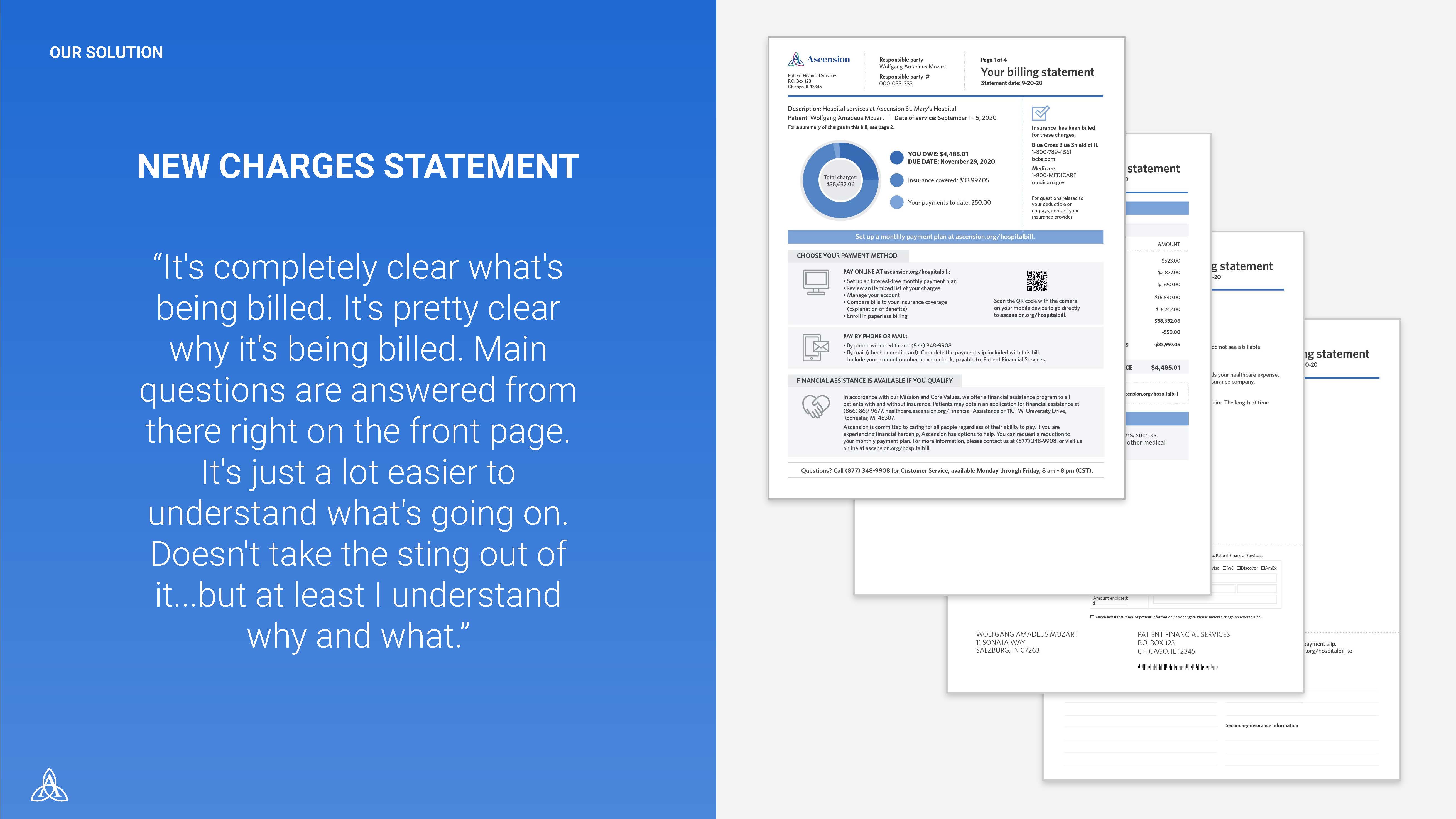 New charges statement with consumer quote: it's completely clear what's being billed