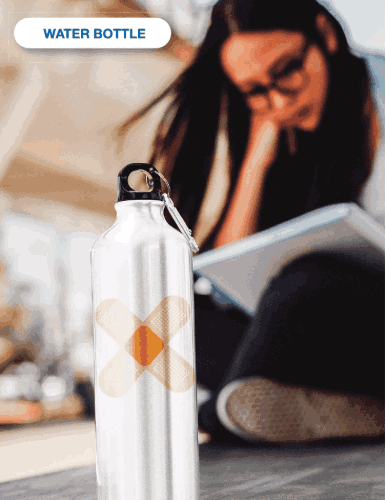 Water bottle with campaign mark